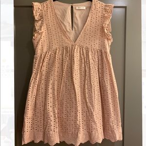 Beige eyelet babydoll romper